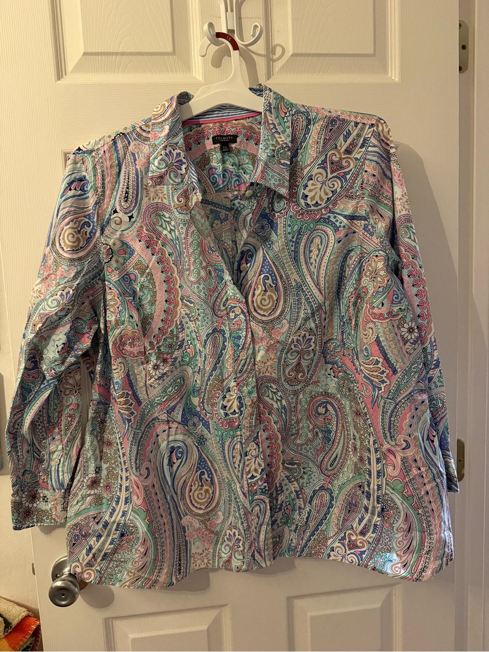 Talbots Pastel Paisley Button-Down Blouse in Pink, Mint, Blue